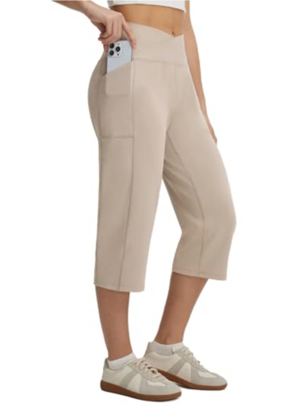 Women's High Waisted Capri Leggings with Pockets Straight Leg 18 Inseam Yoga